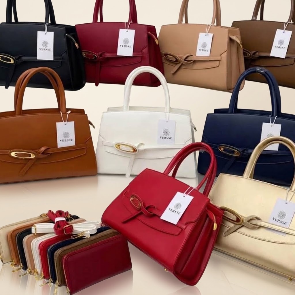 Oval-Lock Handbag & Wallet Set