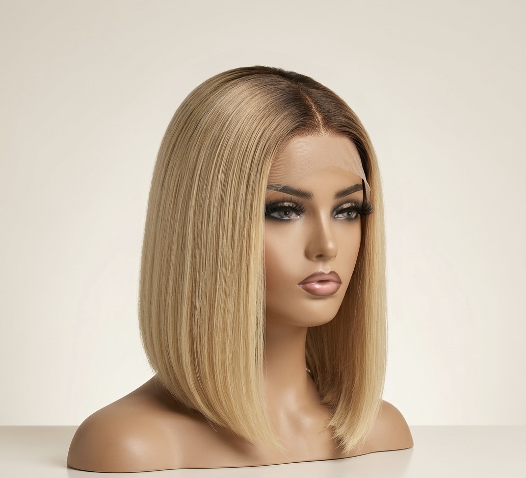 2x6 Closure Brown Root Blonde Bob 10"